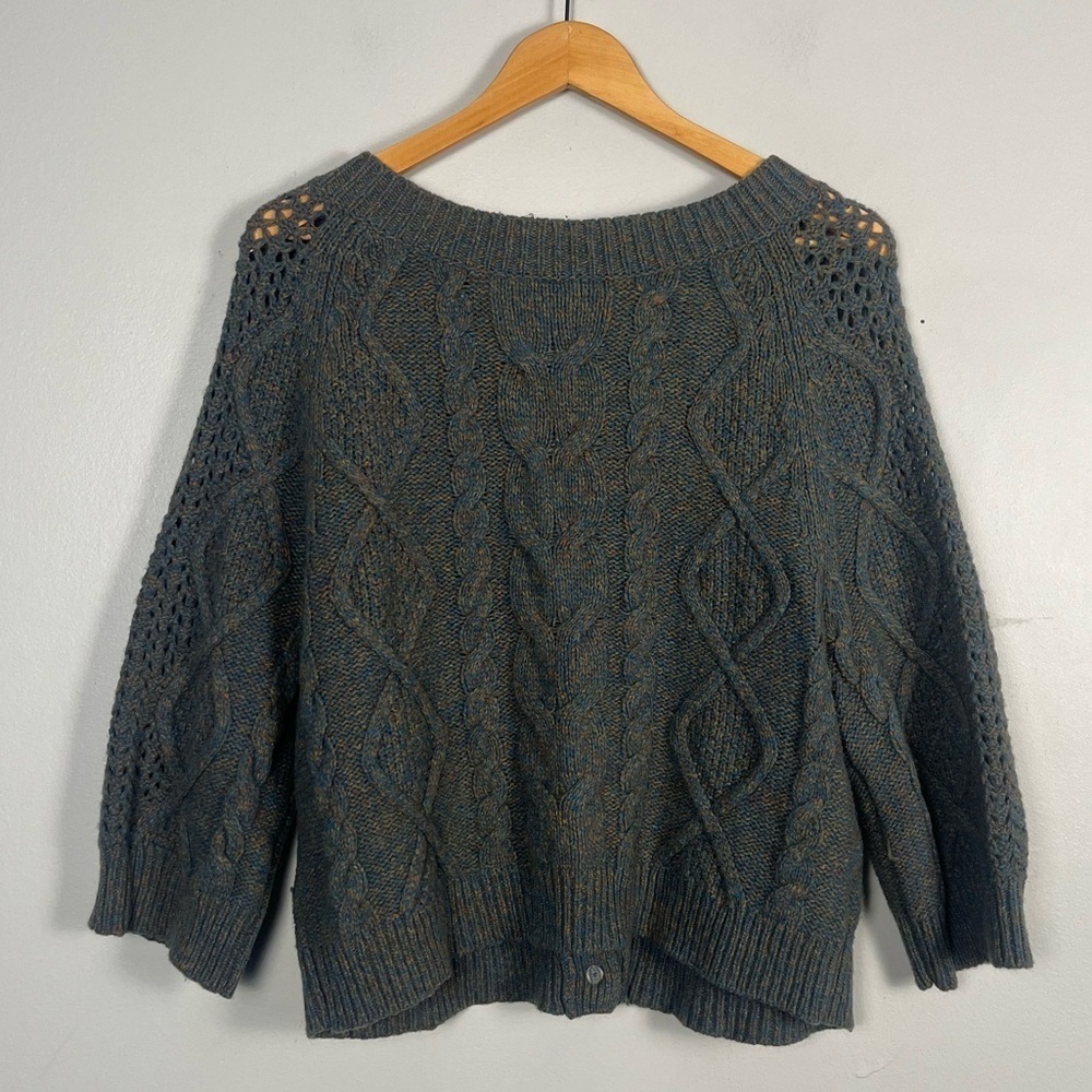 Anthropologie Sweater Womens M Far Away From Close Wool Blend Cardigan Cableknit